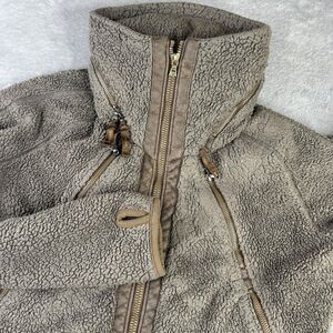 KUHL Flight Jacket Womens Large Brown Sherpa Fleece Hooded Full Zip Thumbholes